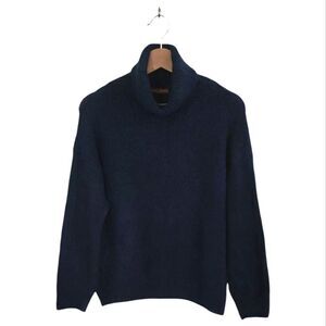 Andromede Paris Women's Elegant Navy Turtleneck Sweater Size L